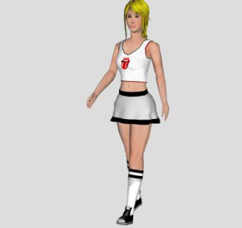 走在街上的女孩SU模型下载_sketchup草图大师SKP模型