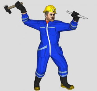 工人阶级的凿石工人SU模型下载_sketchup草图大师SKP模型