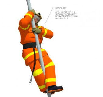 爬杆的消防员SU模型下载_sketchup草图大师SKP模型