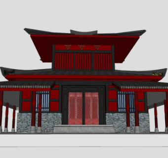秦宫建筑SU模型下载_sketchup草图大师SKP模型