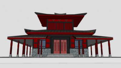 秦宫建筑SU模型下载_sketchup草图大师SKP模型