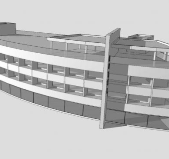 现代三层酒店建筑SU模型下载_sketchup草图大师SKP模型