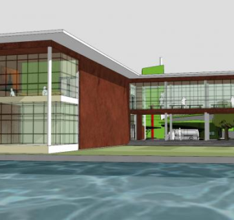 办公区楼房建筑SU模型下载_sketchup草图大师SKP模型