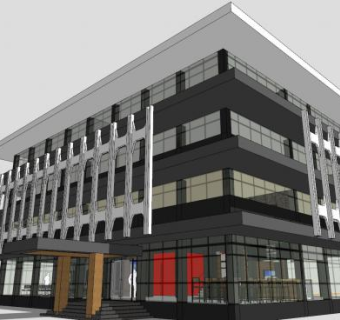 B2建筑餐厅酒店建筑SU模型下载_sketchup草图大师SKP模型