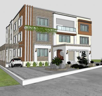 私人豪宅别墅住宅建筑SU模型下载_sketchup草图大师SKP模型