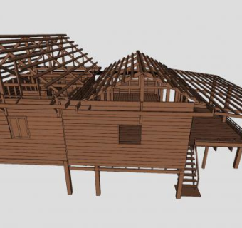 泰国东北地区木屋SU模型下载_sketchup草图大师SKP模型