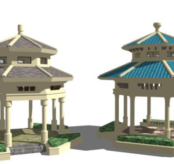现代欧式亭子SU模型下载_sketchup草图大师SKP模型
