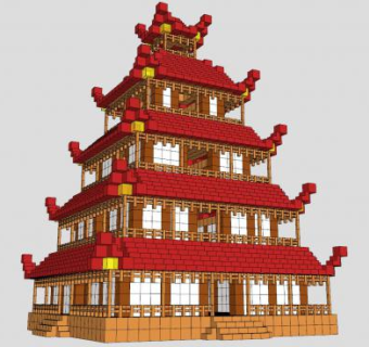 现代五层塔楼建筑SU模型下载_sketchup草图大师SKP模型