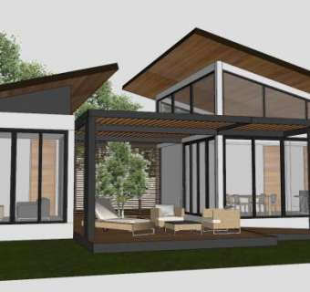 度假别墅住宅SU模型下载_sketchup草图大师SKP模型