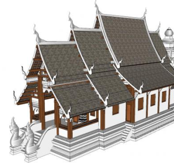 泰式佛教建筑SU模型下载_sketchup草图大师SKP模型