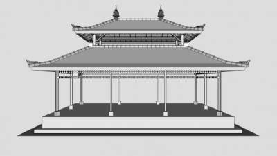 古建风格亭子SU模型下载_sketchup草图大师SKP模型