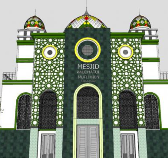 阿拉伯教会堂建筑SU模型下载_sketchup草图大师SKP模型