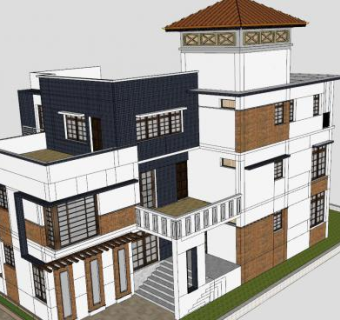 欧市住宅别墅建筑SU模型下载_sketchup草图大师SKP模型