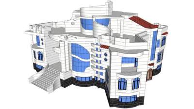 欧简白色现代别墅住宅建筑SU模型下载_sketchup草图大师SKP模型