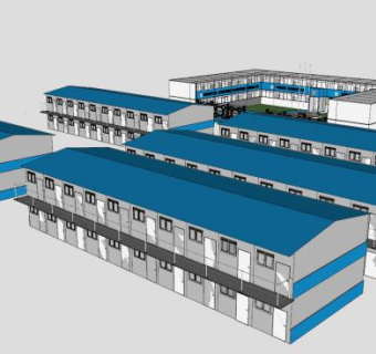 项目部厂房建筑SU模型下载_sketchup草图大师SKP模型