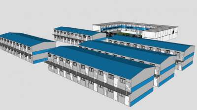 项目部厂房建筑SU模型下载_sketchup草图大师SKP模型