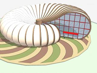 蜗牛形状异形建筑SU模型下载_sketchup草图大师SKP模型