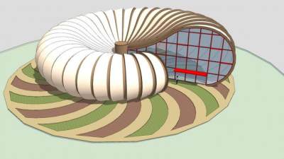 蜗牛形状异形建筑SU模型下载_sketchup草图大师SKP模型