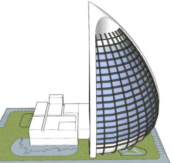 帆船异型楼房建筑SU模型下载_sketchup草图大师SKP模型
