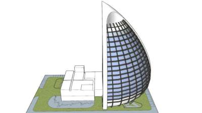 帆船异型楼房建筑SU模型下载_sketchup草图大师SKP模型