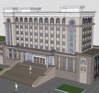 欧式行政办公楼SU模型下载_sketchup草图大师SKP模型