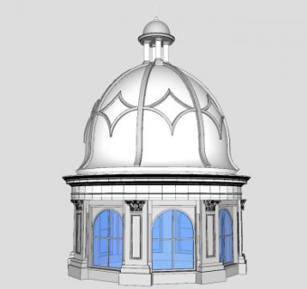 欧式拱顶亭子建筑SU模型下载_sketchup草图大师SKP模型