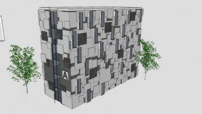 现代单元楼设计概念楼SU模型下载_sketchup草图大师SKP模型