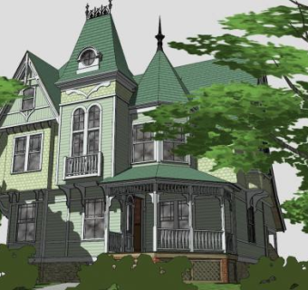 国外住宅建筑别墅SU模型下载_sketchup草图大师SKP模型