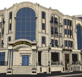 欧式转角大楼建筑SU模型下载_sketchup草图大师SKP模型