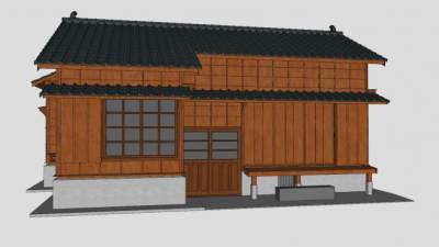 日式民房木房子住宅SU模型下载_sketchup草图大师SKP模型