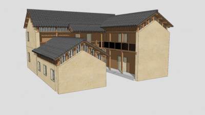 新农村自建房SU模型下载_sketchup草图大师SKP模型