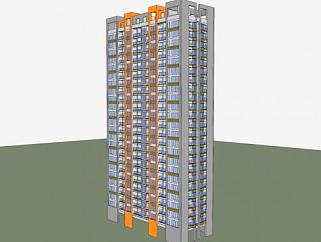 公寓<em>高层建筑</em>SU模型下载_sketchup草图大师SKP模型