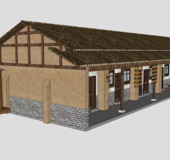 乡村农村平房粮仓SU模型下载_sketchup草图大师SKP模型