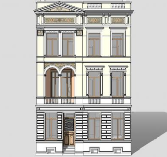 意大利文艺复兴风格的联排别墅SU模型下载_sketchup草图大师SKP模型
