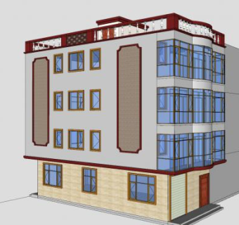 三层招待所旅馆私人住宅SU模型下载_sketchup草图大师SKP模型