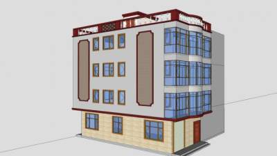 三层招待所旅馆私人住宅SU模型下载_sketchup草图大师SKP模型