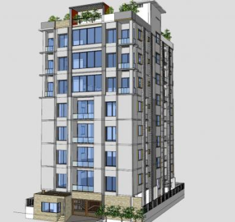 公寓建筑住宅SU模型下载_sketchup草图大师SKP模型