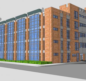 玻璃幕墙办公大楼SU模型下载_sketchup草图大师SKP模型