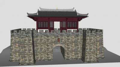 古建城门城楼SU模型下载_sketchup草图大师SKP模型