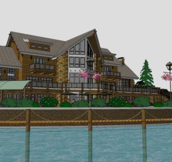 欧式酒店私人场所会所建筑SU模型下载_sketchup草图大师SKP模型