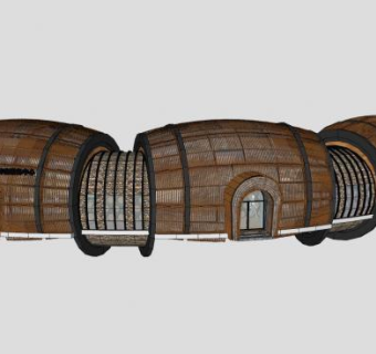 创意酒桶木屋SU模型下载_sketchup草图大师SKP模型