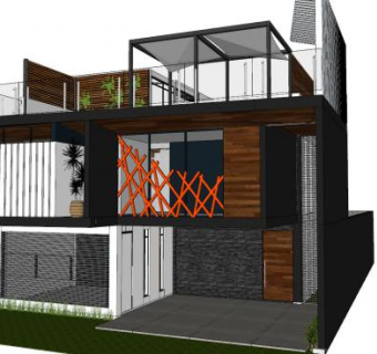 集装箱建筑住宅别墅SU模型下载_sketchup草图大师SKP模型