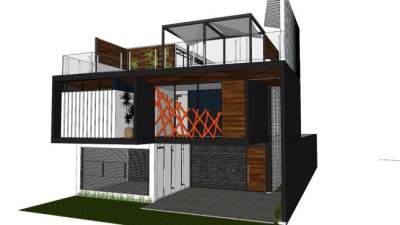 集装箱建筑住宅别墅SU模型下载_sketchup草图大师SKP模型