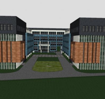 现代厂房广场空地建筑SU模型下载_sketchup草图大师SKP模型