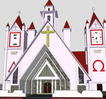 基督教会堂建筑SU模型下载_sketchup草图大师SKP模型