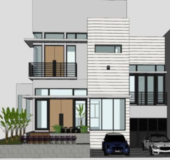 现代别墅庭院住宅SU模型下载_sketchup草图大师SKP模型