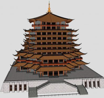 古建筑塔楼sketchup模型下载_sketchup草图大师SKP模型