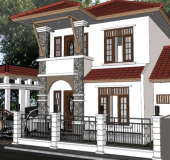 地中海风格别墅建筑住宅SU模型下载_sketchup草图大师SKP模型