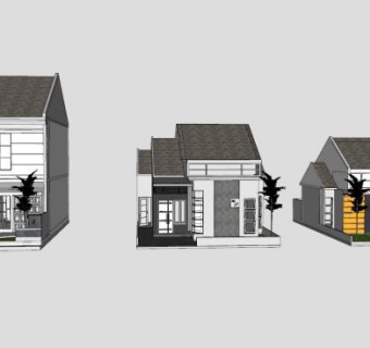 美式住宅房子SU模型下载_sketchup草图大师SKP模型