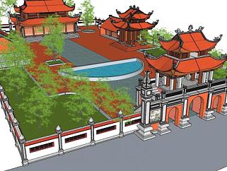 越南风格<em>寺庙</em>SU模型下载_sketchup草图大师SKP模型